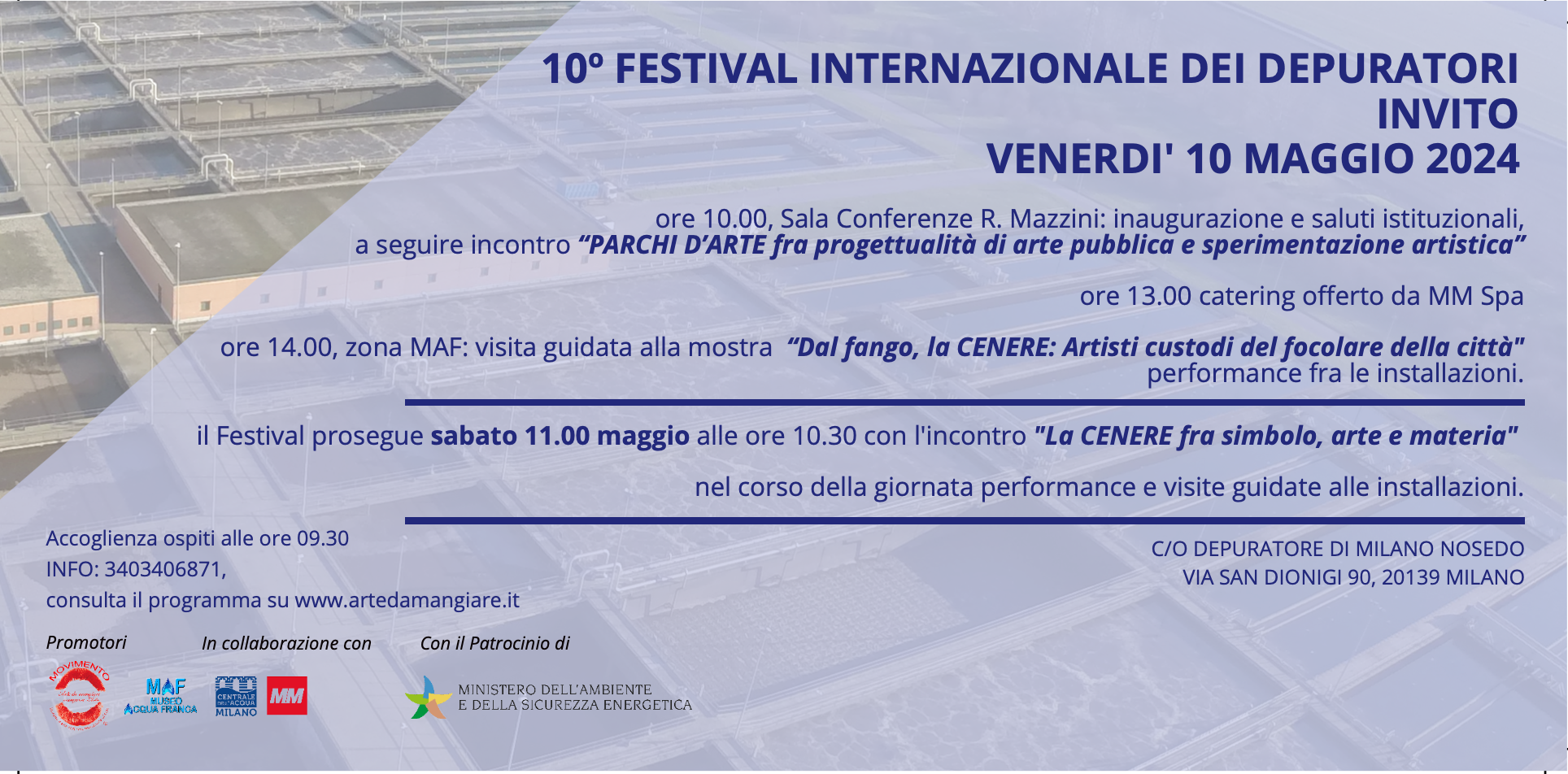 Il 10 e 11 maggio 2024 torna il Festival Internazionale dei Depuratori presso il Depuratore di Milano Nosedo
