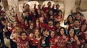 Lodovini, Marchioni e gli altri in maglione con renne per Save the Children