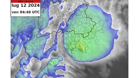 Il temporale di stamane nel Sottoceneri visto dal satellite