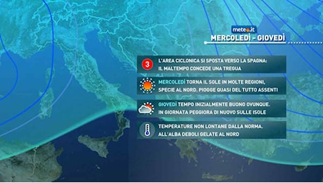 Meteo, 11-12 dicembre con tempo più stabile poi peggiora