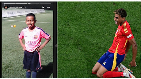 Yamal compie 17 anni e festeggia con una foto da bambino con la maglia del Barcellona: «Ho imparato a giocare in strada»