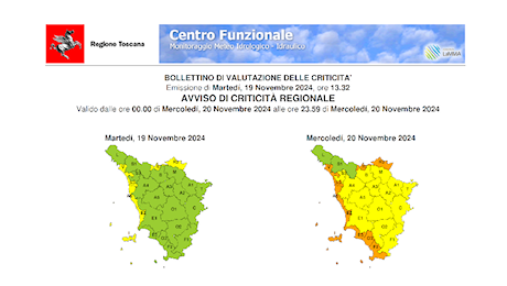 Domani mercoledì 20 novembre codice arancione per vento e mareggiate