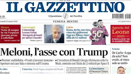 Il Gazzettino apre: Roma, derby vinto. Oggi tra Milan e Inter sfida da 9,5 milioni