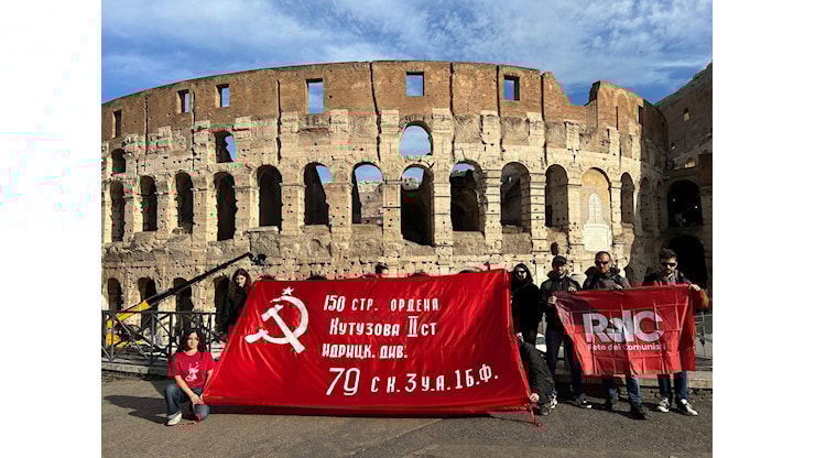 Roma. Al Colosseo striscione per l’80° anniversario della Giornata della Vittoria - Contropiano Roma. Al Colosseo striscione per l’80° anniversario della Giornata della Vittoria - Contropiano