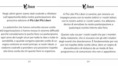 Più Libri Più Liberi, Bao Publishing: “Ci aspettiamo in futuro un comportamento più capace di assumersi le proprie responsabilità”