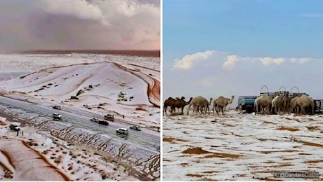 Neve nel deserto in Arabia Saudita