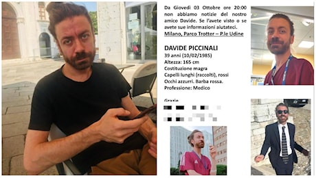 Davide Piccinali scomparso, l’ansia della famiglia del medico