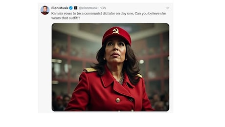 Elon Musk pubblica foto di Kamala Harris comunista generata dall'AI