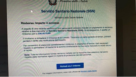 Mail con 'truffa del rimborso' a nome del ministero della Salute