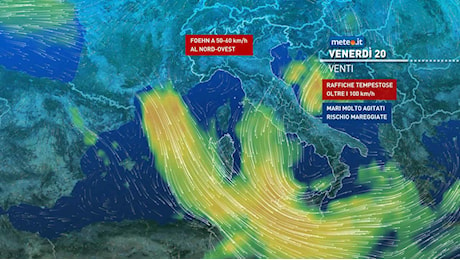 Meteo, 20 dicembre con maltempo invernale: pioggia, neve e vento forte. Le zone più a rischio