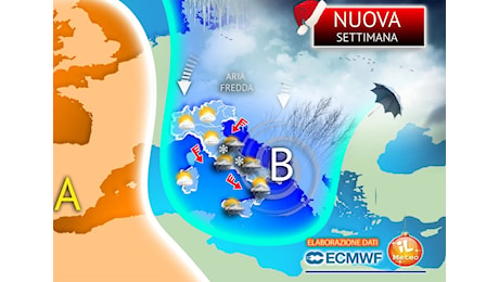 Meteo: Irruzione gelida nella Settimana Natalizia, clima invernale e tante Nevicate, i dettagli