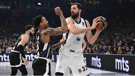 Mirotic trascina l'Olimpia a Belgrado, la Virtus cede solo nel finale al Panathinaikos campione