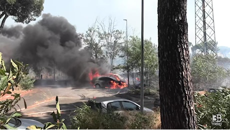 Incendio Roma nord, fiamme vicino alle case dal Parco della Torricella. VIDEO