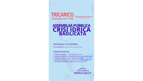 Crisi idrica, un’assemblea pubblica a Tricarico