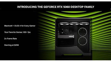 RTX 5060 Ti e RTX 5060 ufficiali: si parte da 299 dollari