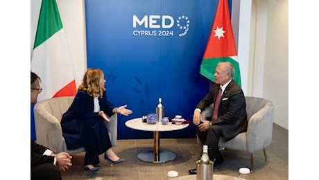 Med9, incontro del Presidente Meloni con il Re di Giordania, Abdullah II