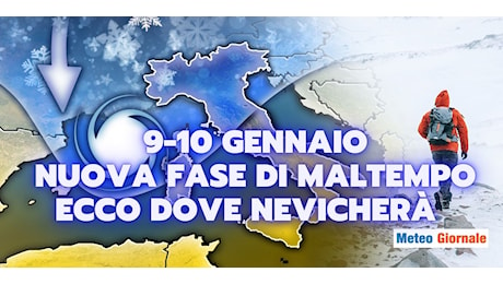 Nuova ondata di MALTEMPO: 9-10 Gennaio, il meteo peggiora anche con NEVE in queste zone