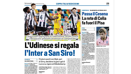 Tuttosport: L’Udinese si regala l’Inter a San Siro