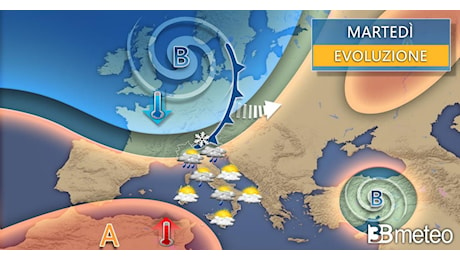 Meteo. Fronte atlantico in transito con qualche pioggia e neve sulle Alpi. Situazione ed evoluzione prossime ore