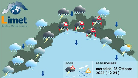 Meteo Liguria: piogge intermittenti per tutto il giorno, possibili criticità idrogeologiche