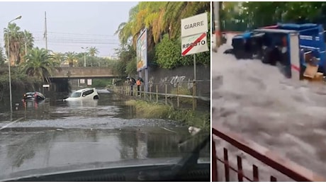 Nubifragi in Sicilia: strade allagate, auto in mare, esonda un fiume nel Catanese. Auto bloccate sulla A18 - I video