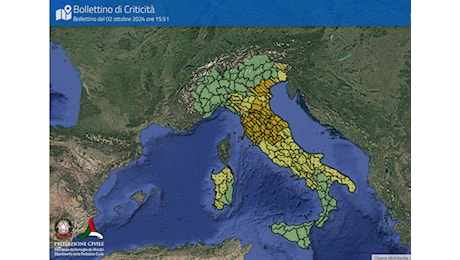 Pesante ALLERTA METEO della Protezione Civile per Giovedì 3 Ottobre