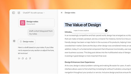 OpenAI ha presentato Canvas per ChatGPT, una nuova funzione utilissima a chi scrive o programma