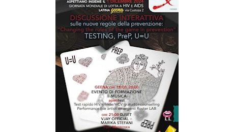 Hiv Aids, al Geena di Latina l’evento “Cambiamo le regole del gioco ella prevenzione