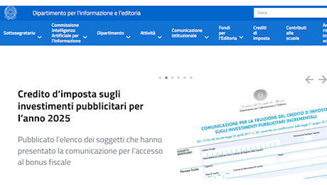 Bonus pubblicità 2025, online l’elenco dei richiedenti. I tempi per la conferma