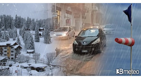 Cronaca meteo Italia. Perturbazione in transito con piogge, rovesci e neve. Situazione e previsione prossime ore