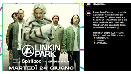 I Linkin Park saranno in concerto a Milano, agli I-Days, nel 2025