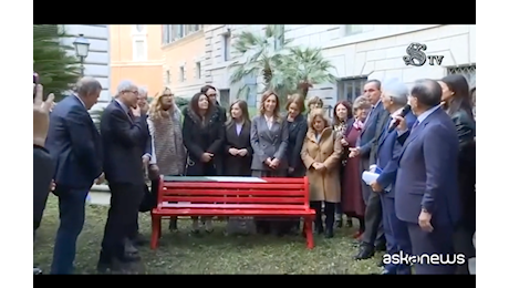 Femminicidi, inaugurata la panchina rossa al Senato