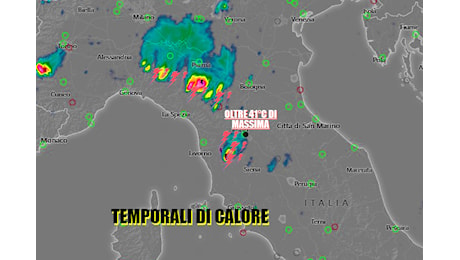 PRIMI TEMPORALI DI CALORE – OLTRE I 41°C SULL’AREA FIORENTINA – meteo Toscana flash