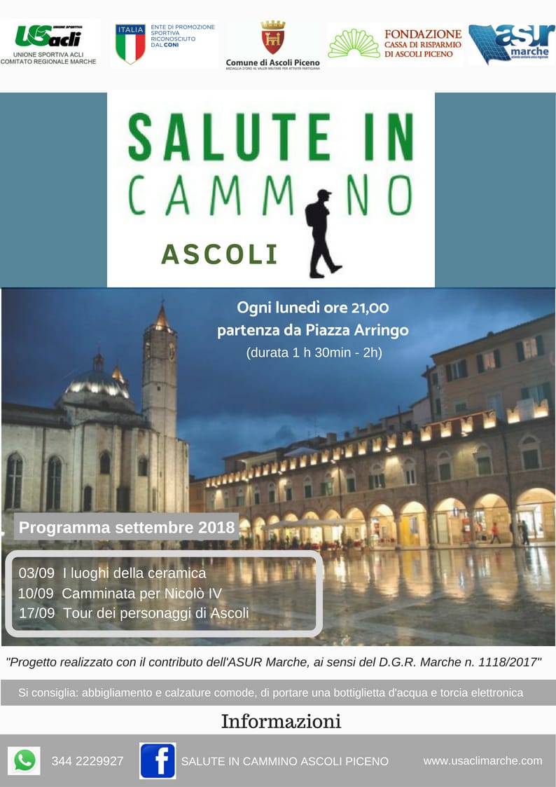 Lunedì 10 settembre torna “Salute in cammino Ascoli”